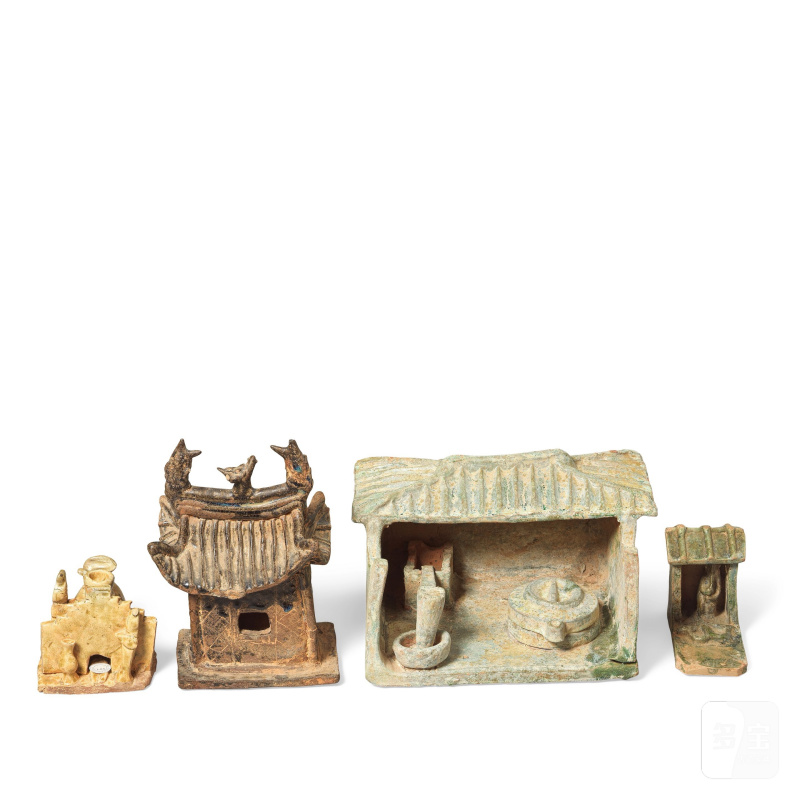 漢 陶器一組四件 | FOUR GLAZED POTTERY ARCHITECTURAL MODELS - 图6